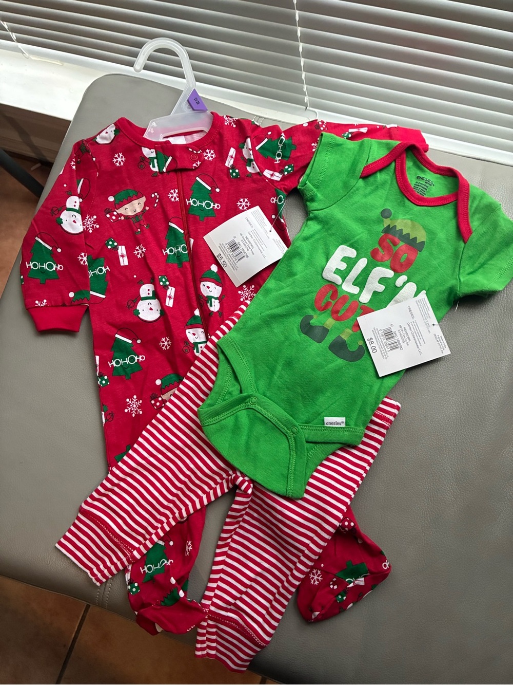 bebe Red & Green Holiday Elf Pajama Set